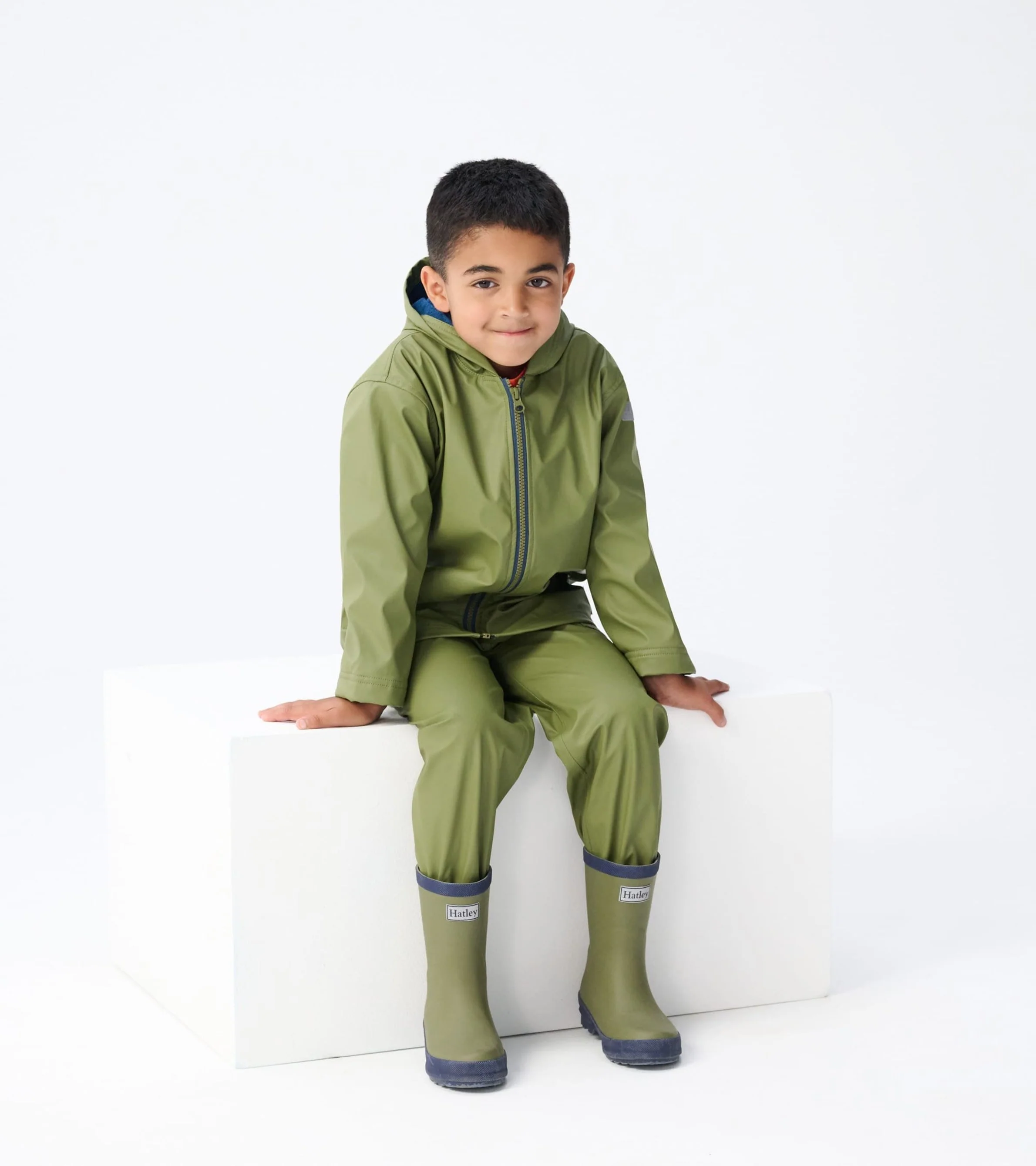 Kids Forest Green Matte Rain Boots - Image 4