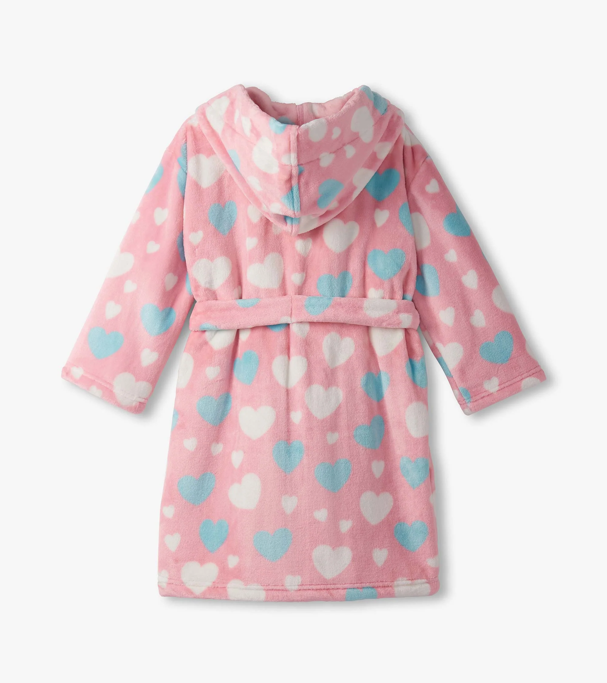 Girls Big Hearts Fuzzy Fleece Robe - Image 3