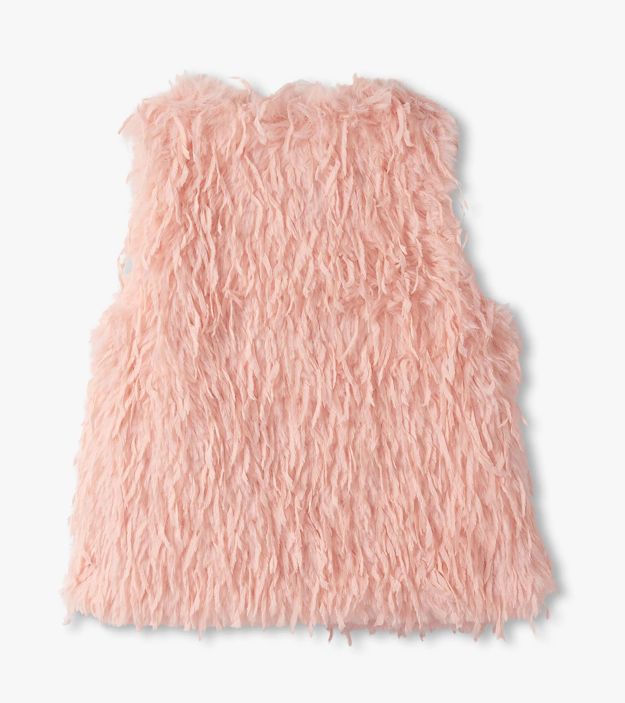 Girls Pale Pink Feather Faux Fur Vest - Image 5
