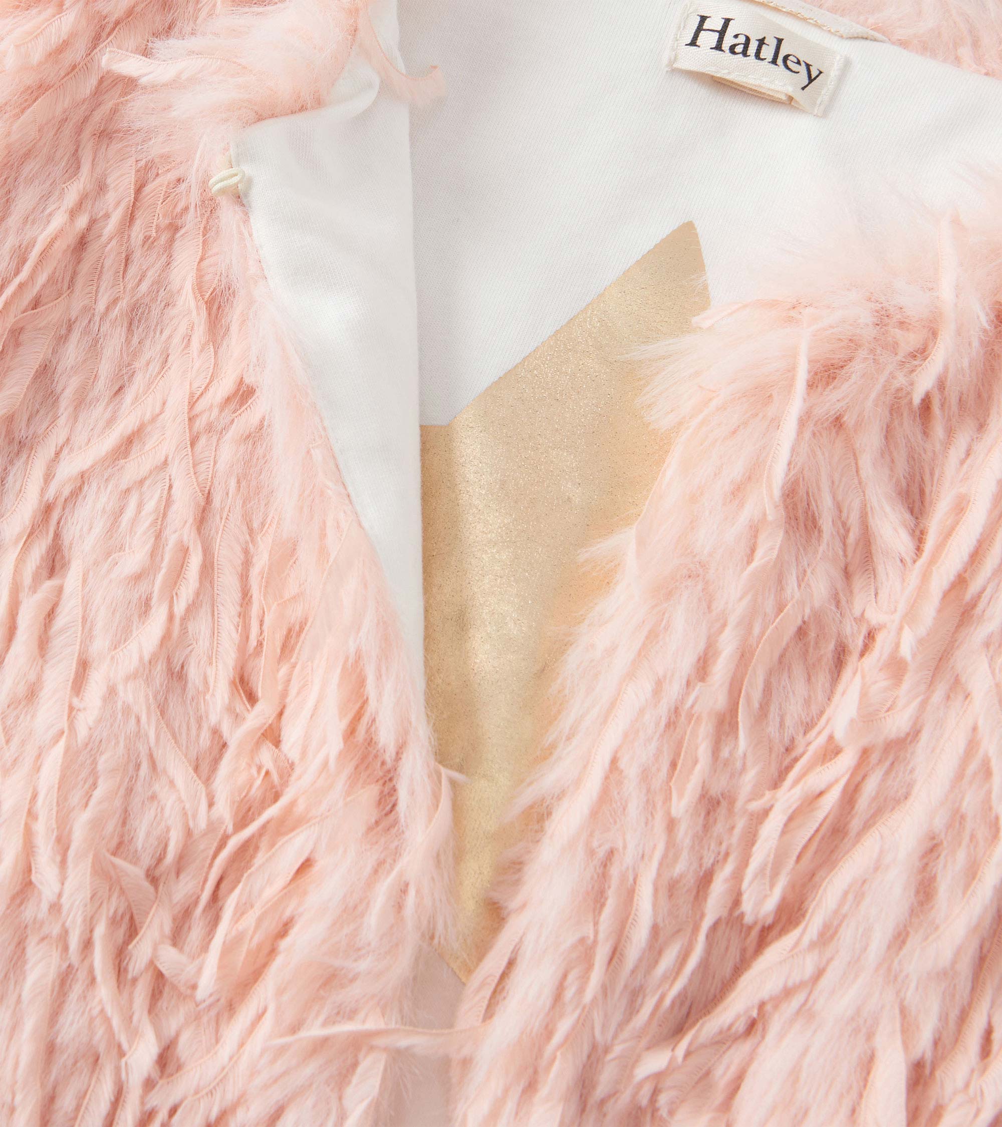 Girls Pale Pink Feather Faux Fur Vest - Image 6