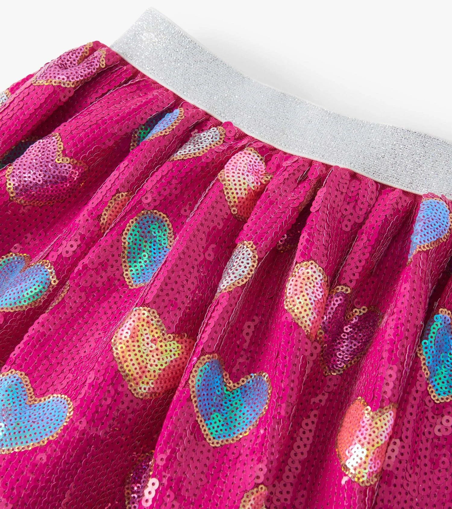 Girls Pink Busted Hearts Sequin Skirt - Image 4